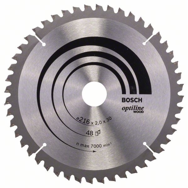 imagine Bosch - Optiline Wood - Panza fierastrau circular, lemn, 216x30x2 mm, 48 dinti