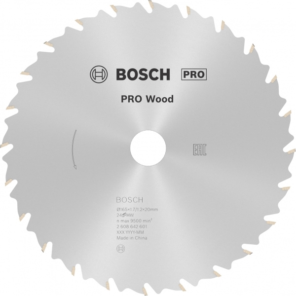 imagine Bosch - PRO Wood - Panza fierastrau circular, lemn, 165x20x1.7 mm, 24 dinti