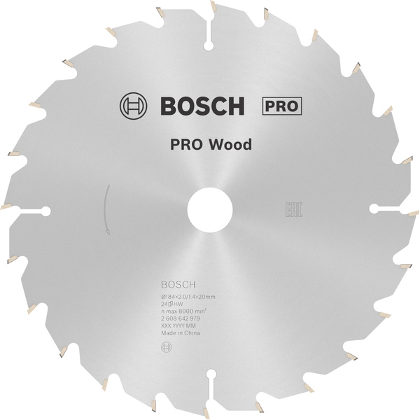 imagine Bosch - PRO Wood - Panza fierastrau circular, lemn, 184x20x2 mm, 24 dinti