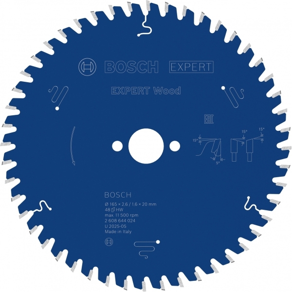 imagine Bosch - EXPERT Wood - Panza fierastrau circular, lemn, 165x20x2.6 mm, 48 dinti