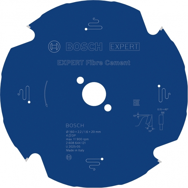 imagine Bosch - EXPERT Fibre Cement - Panza fierastrau circular, fibrociment, 160x20x2.2 mm, 4 dinti