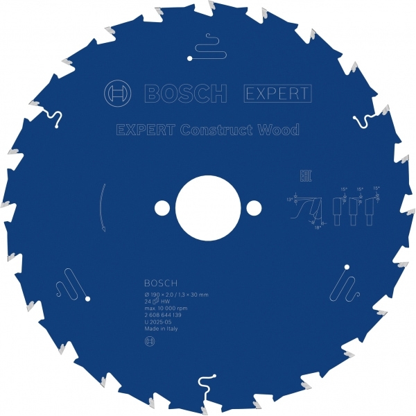 imagine Bosch - EXPERT Construct Wood - Panza fierastrau circular, lemn cu cuie, 190x30x2 mm, 24 dinti