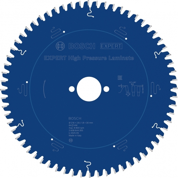 imagine Bosch - EXPERT High Pressure Laminate - Panza fierastrau circular, panouri laminate, 216x30x2.8 mm, 64 dinti