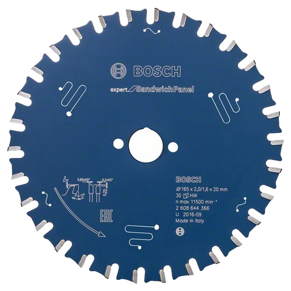 imagine Bosch - Expert for Sandwich Panel - Panza fierastrau circular, panouri sandwich, 165x20x2 mm, 30 dinti