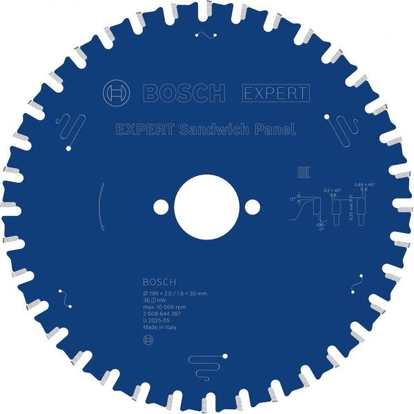 imagine Bosch - EXPERT Sandwich Panel - Panza fierastrau circular, panouri sandwich, 190x30x2 mm, 36 dinti