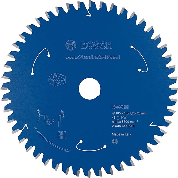 imagine Bosch - Expert for Laminated Panel - Panza fierastrau circular, panouri laminate, 165x20x1.8 mm, 48 dinti