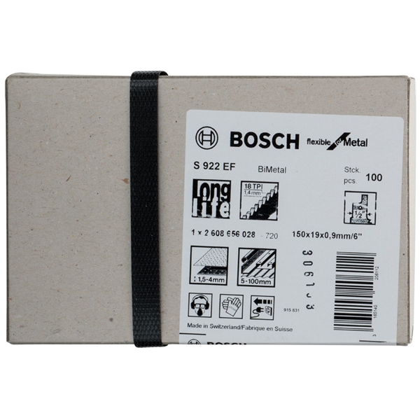 imagine Bosch - S 922 EF - Set panze fierastrau sabie, bimetal, 150 mm, 18 dinti/inch, dantura standard, 100 bucati