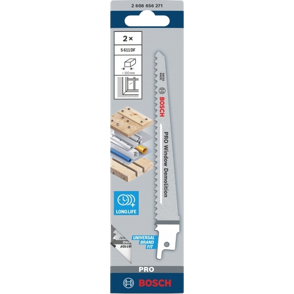 imagine Bosch - PRO Window Demolition S611DF - Set panze fierastrau sabie, bimetal, 150 mm, 6 dinti/inch, dantura standard, 2 bucati