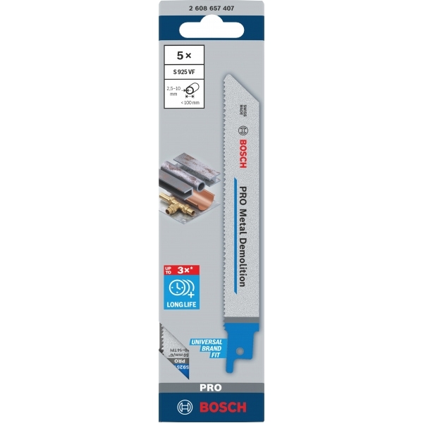 imagine Bosch - PRO Metal Demolition S925VF - Set panze fierastrau sabie, bimetal, 150 mm, 10-14 dinti/inch, dantura progresiva, 5 bucati