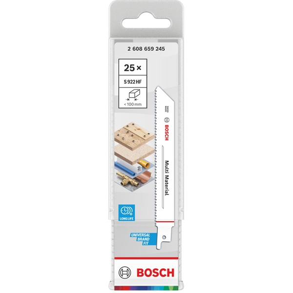 Bosch - Multi Material S 922 HF - Set panze fierastrau sabie, bimetal, 150 mm, 10 dinti/inch, dantura standard, 25 bucati
