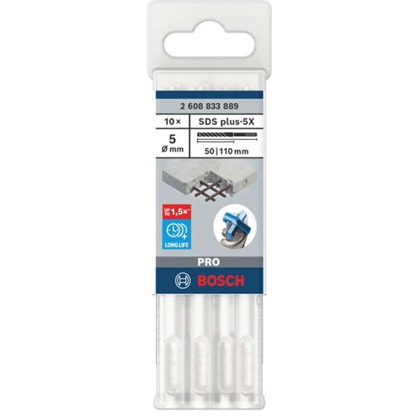 imagine Bosch - PRO SDS plus-5X - Set burghie SDS-Plus, 5  mm, 10 bucati, beton armat