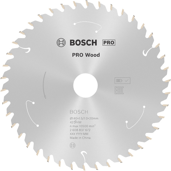 imagine Bosch - PRO Wood cordless - Panza fierastrau circular, lemn, 140x20x1.5 mm, 42 dinti