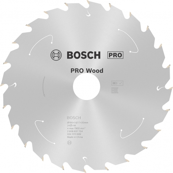 imagine Bosch - PRO Wood cordless - Panza fierastrau circular, lemn, 190x20x1.6 mm, 24 dinti