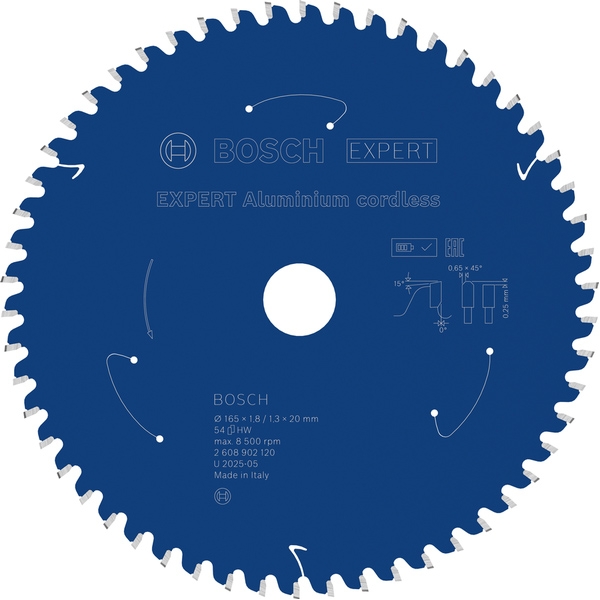 imagine Bosch - EXPERT Aluminium cordless - Panza fierastrau circular, aluminiu, 165x20x1.8 mm, 54 dinti