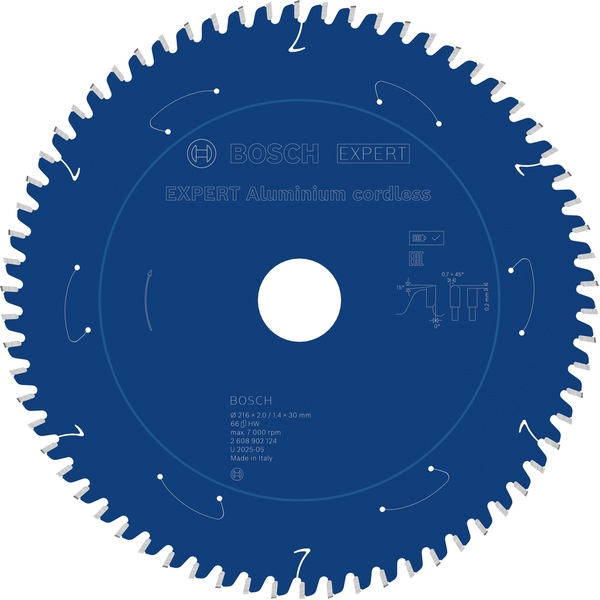 imagine Bosch - EXPERT Aluminium cordless - Panza fierastrau circular, aluminiu, 216x30x2 mm, 66 dinti