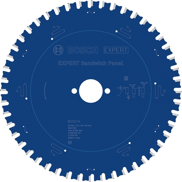 imagine Bosch - EXPERT Sandwich Panel - Panza fierastrau circular, panouri sandwich, 230x30x2.5 mm, 48 dinti