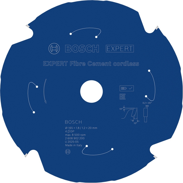 imagine Bosch - EXPERT Fibre Cement cordless - Panza fierastrau circular, fibrociment, 165x20x1.8 mm, 4 dinti