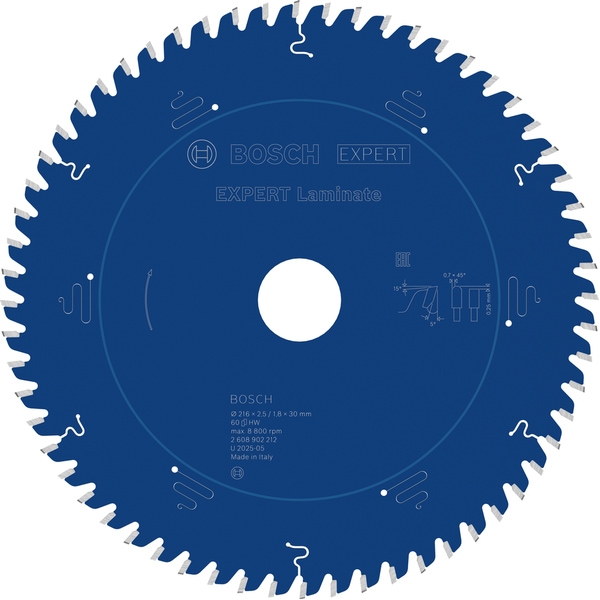 imagine Bosch - EXPERT Laminate - Panza fierastrau circular, panouri laminate, 216x30x2.5 mm, 60 dinti