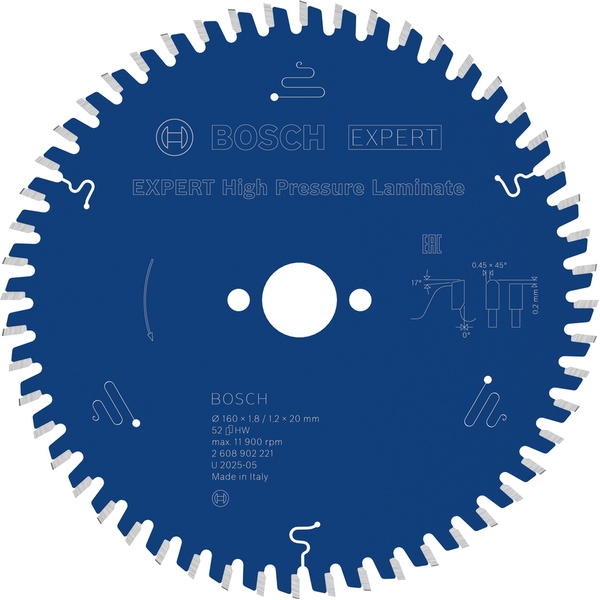 imagine Bosch - EXPERT High Pressure Laminate - Panza fierastrau circular, panouri laminate, 160x20x1.8 mm, 52 dinti