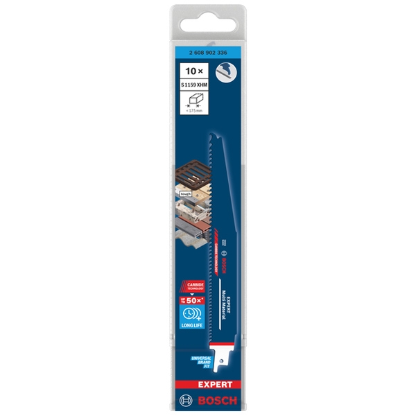 imagine Bosch - EXPERT Multi Material S1159XHM - Set panze fierastrau sabie, CT, 225 mm, 6-8 dinti/inch, dantura progresiva, 10 bucati