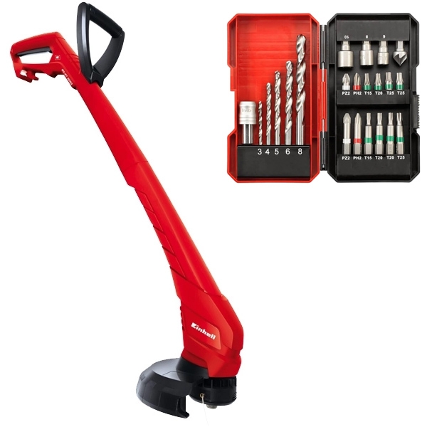 imagine Einhell - GC-ET 3023 + KWB - 49108806 - Trimmer gazon, 300 W, 230 mm, cap cu fir + Set accesorii insurubare si burghie metal, 22 bucati