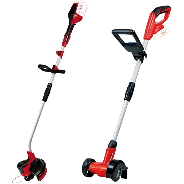 imagine Einhell - GE-CT 36/30 Li E + GE-CC 18 Li PXC - Trimmer gazon, 300 mm, cap cu fir + Aparat de curatat rosturi si pavaje, 100 mm