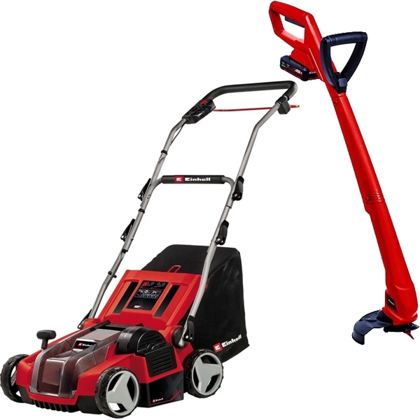 imagine Einhell - GE-SA 36/35 Li + GC-CT 18/24 Li P PXC - Scarificator fara acumulatori si incarcator, Li-Ion, 18 V, - Ah, 350 mm + Trimmer gazon cu 1 acumula