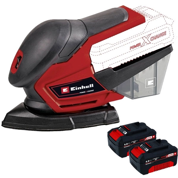 imagine Einhell - TE-OS 18/150 Li PXC + Twinpack - Slefuitor delta + Set 2 acumulatori, Li-Ion, 18 V, 4 Ah