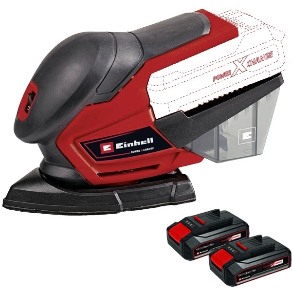 imagine Einhell - TE-OS 18/150 Li PXC + Twinpack CB - Slefuitor delta + Set 2 acumulatori, Li-Ion, 18 V, 2.5 Ah