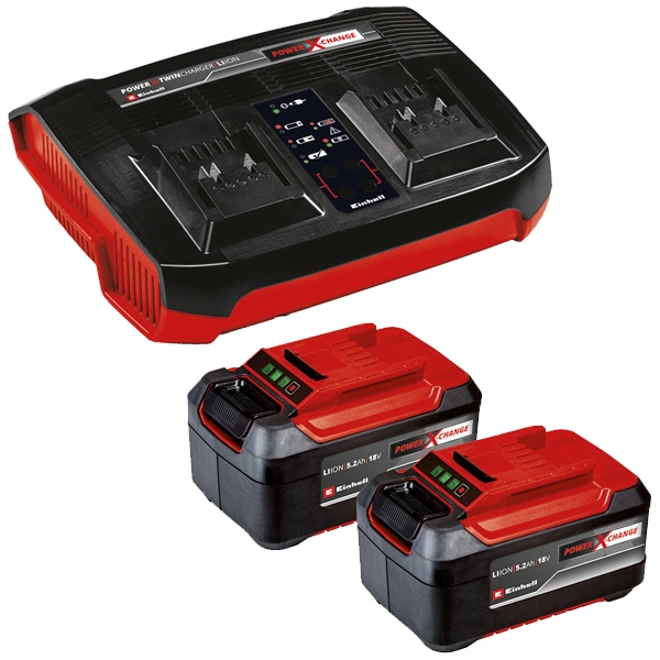 imagine Einhell - 4512108 PXC - Set 2 acumulatori si incarcator, Li-Ion, 18 V, 5.2 Ah