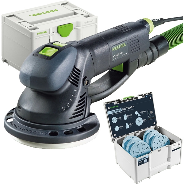 imagine Festool - RO 150 FEQ-SYS GR - Slefuitor cu excentric, 720 W, 150 mm, valiza speciala, accesorii