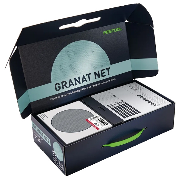 imagine Festool - D150 GR NET-Set - Set foi abrazive rotunde, 150 mm, granulatie mixta, fara gauri, 61 bucati