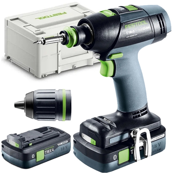 imagine Festool - T 18+3 TBX 4,0 I-Plus - Masina de gaurit si insurubat fara acumulatori si incarcator, Li-Ion, 18 V, 4 Ah, 50 Nm, valiza speciala, accesorii