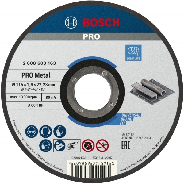 imagine Bosch - PRO Metal - Set 5 discuri taiere metal, 115x22.2x1.6 mm