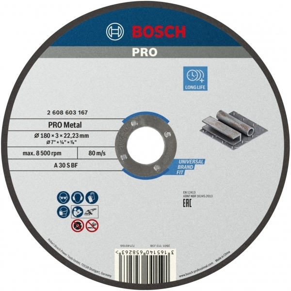 imagine Bosch - PRO Metal - Set discuri taiere metal, 180x22.2x3 mm, 5 bucati