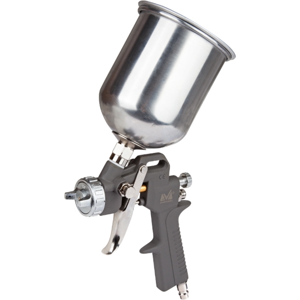 imagine Evotools - 630046 - Pistol de vopsit pentru compresor, 1.5 mm, 0.6 l, vas din metal, reglare debit vopsea, reglare debit aer