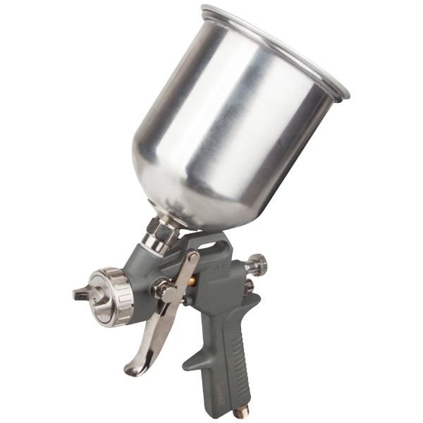 imagine Evotools - 675799 - Pistol de vopsit pentru compresor, 1.5, 1.7, 2 mm, 0.6 l, vas din metal, reglare debit vopsea, reglare debit aer