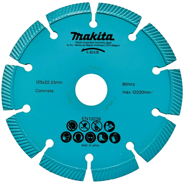 imagine Makita - A-80438 - Disc diamantat de taiere segmentat,  125x22.2x2 mm, taiere uscata