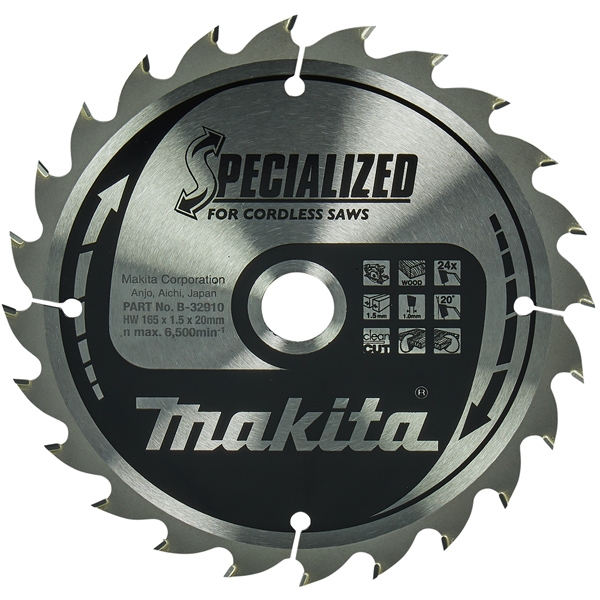imagine Makita - SPECIALIZED - Panza fierastrau circular, lemn, 165x20x1.5 mm, 24 dinti