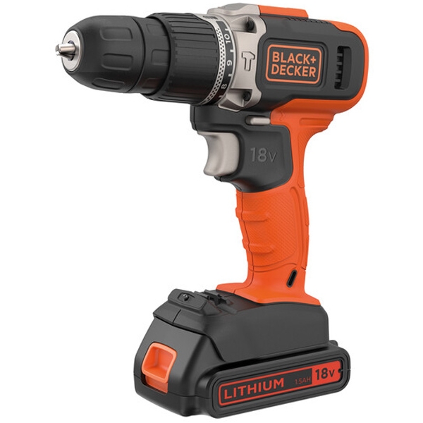 imagine Black & decker - BCD003C1 - Masina de gaurit si insurubat cu percutie cu 1 acumulator, Li-Ion, 18 V, 1.5 Ah, 45 Nm, led iluminare