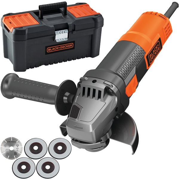 imagine Black & decker - BEG220KA5 - Polizor unghiular cu fir, 900 W, 125 mm, pornire lina, valiza plastic, accesorii