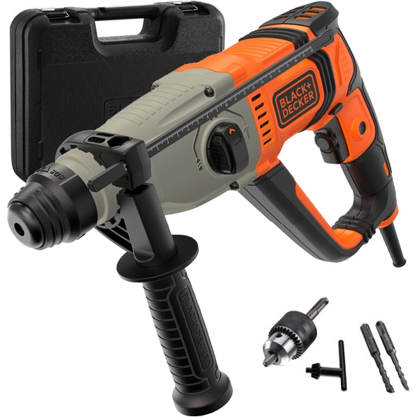 imagine Black & decker - BEHS02K - Rotopercutor SDS-Plus, 800 W, 2.2 J, mandrina interschimbabila, valiza plastic, accesorii