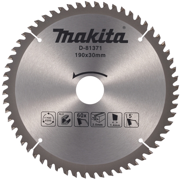 imagine Makita - D-81371 - Panza fierastrau circular, aluminiu, 190x30x2 mm, 60 dinti