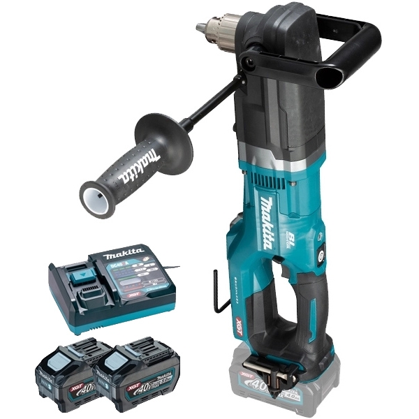 imagine Makita - DA001GZ + PSK XGT - Masina de gaurit unghiulara + Set 2 acumulatori si incarcator, Li-Ion, 40 V, 5 Ah