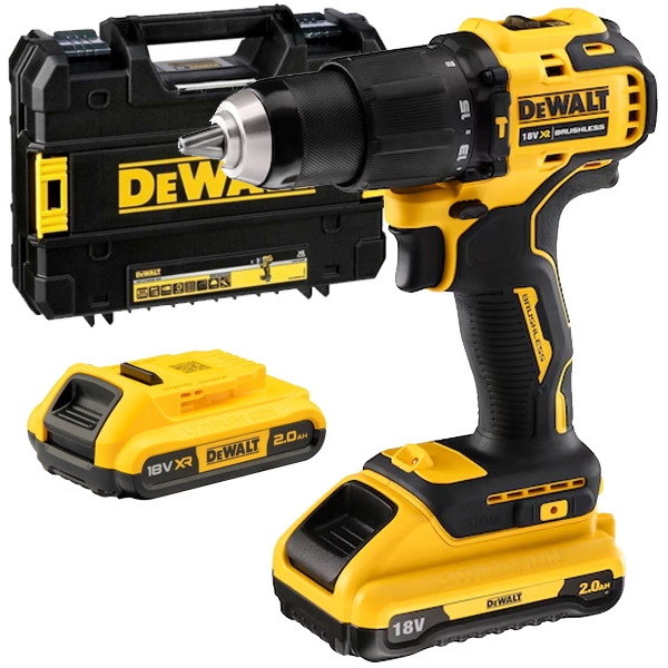 imagine Dewalt - DCD709D2T - Masina de gaurit si insurubat cu percutie cu 2 acumulatori, Li-Ion, 18 V, 2 Ah, 65 Nm, motor fara perii, led iluminare, valiza sp