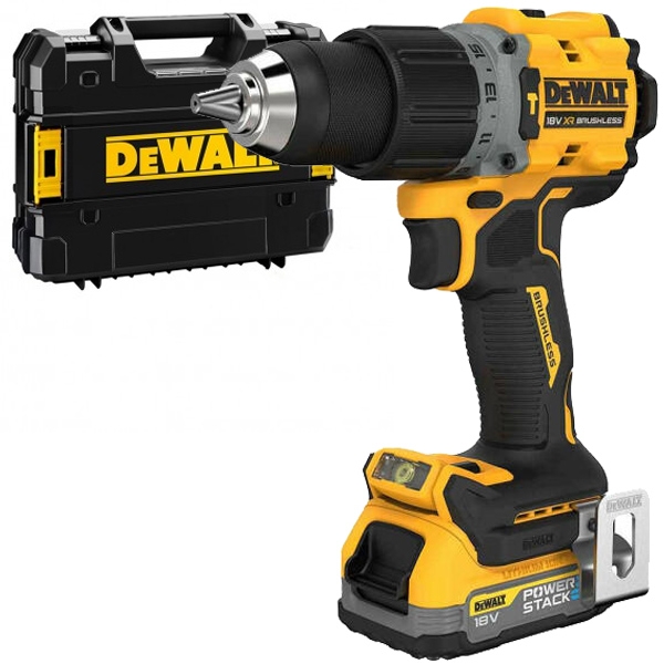 imagine Dewalt - DCD805E1T - Masina de gaurit si insurubat cu percutie cu 1 acumulator, Li-Ion, 18 V, 1.7 Ah, 90 Nm, motor fara perii, led iluminare, valiza s