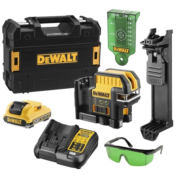 Dewalt - DCE0825D1G - Nivela laser cu linii si puncte, 2 linii laser, 30 m, 5 puncte laser, 30 m, +/-0.3 mm/m, suport perete, valiza speciala