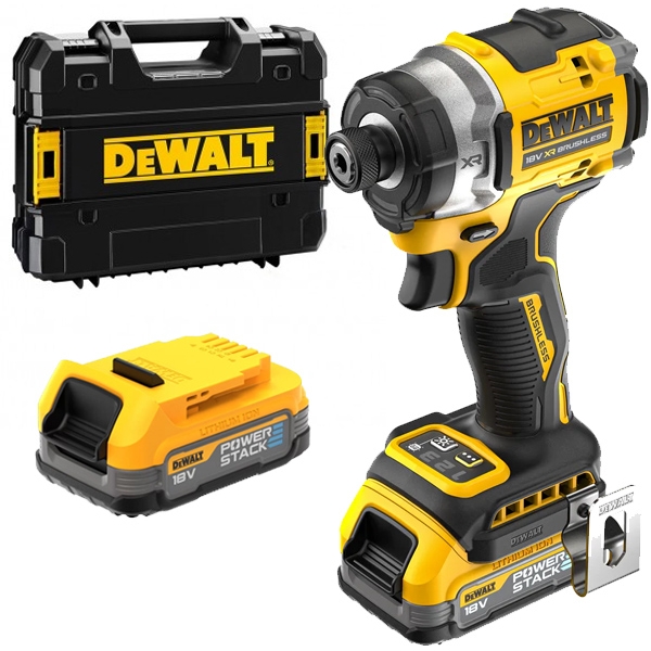 imagine DeWalt - DCF860E2T - Masina de insurubat cu impact cu 2 acumulatori, Li-Ion, 18 V, 1.7 Ah, 282 Nm, -, valiza speciala