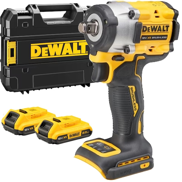 imagine Dewalt - DCF921D2T - Masina de insurubat cu impact cu 2 acumulatori, Li-Ion, 18 V, 2 Ah, patrat 1/2 inch, 610 Nm, -, valiza speciala