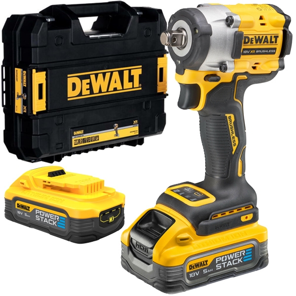 imagine Dewalt - DCF921H2T - Masina de insurubat cu impact cu 2 acumulatori, Li-Ion, 18 V, 5 Ah, patrat 1/2 inch, 610 Nm, -, valiza speciala